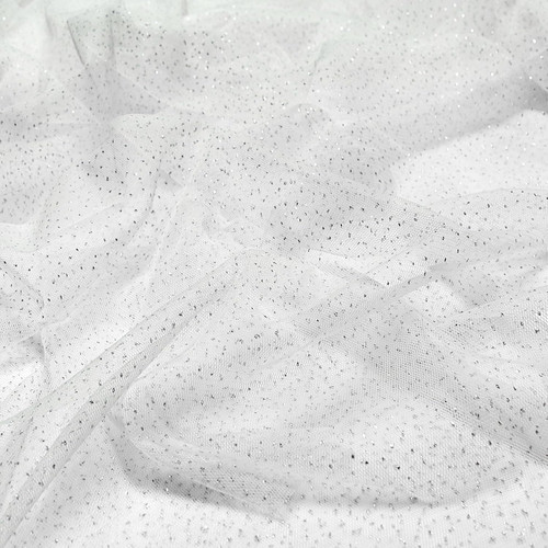 White tulle glitter - 60", shiny