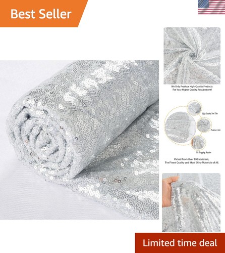 Wide silver sequin fabric - 48",