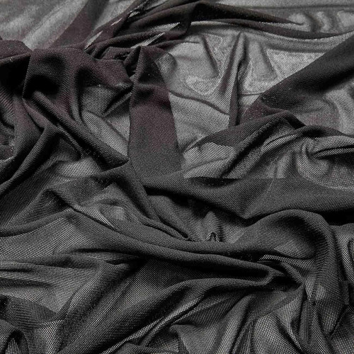 Black nylon mesh fabric - black,