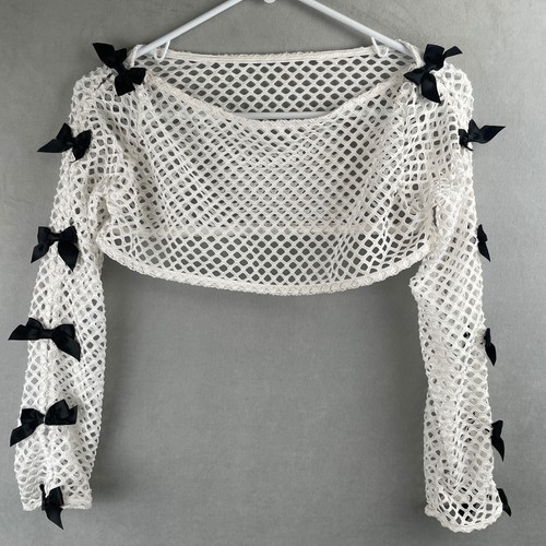 White fishnet mesh cropped - fishnet,